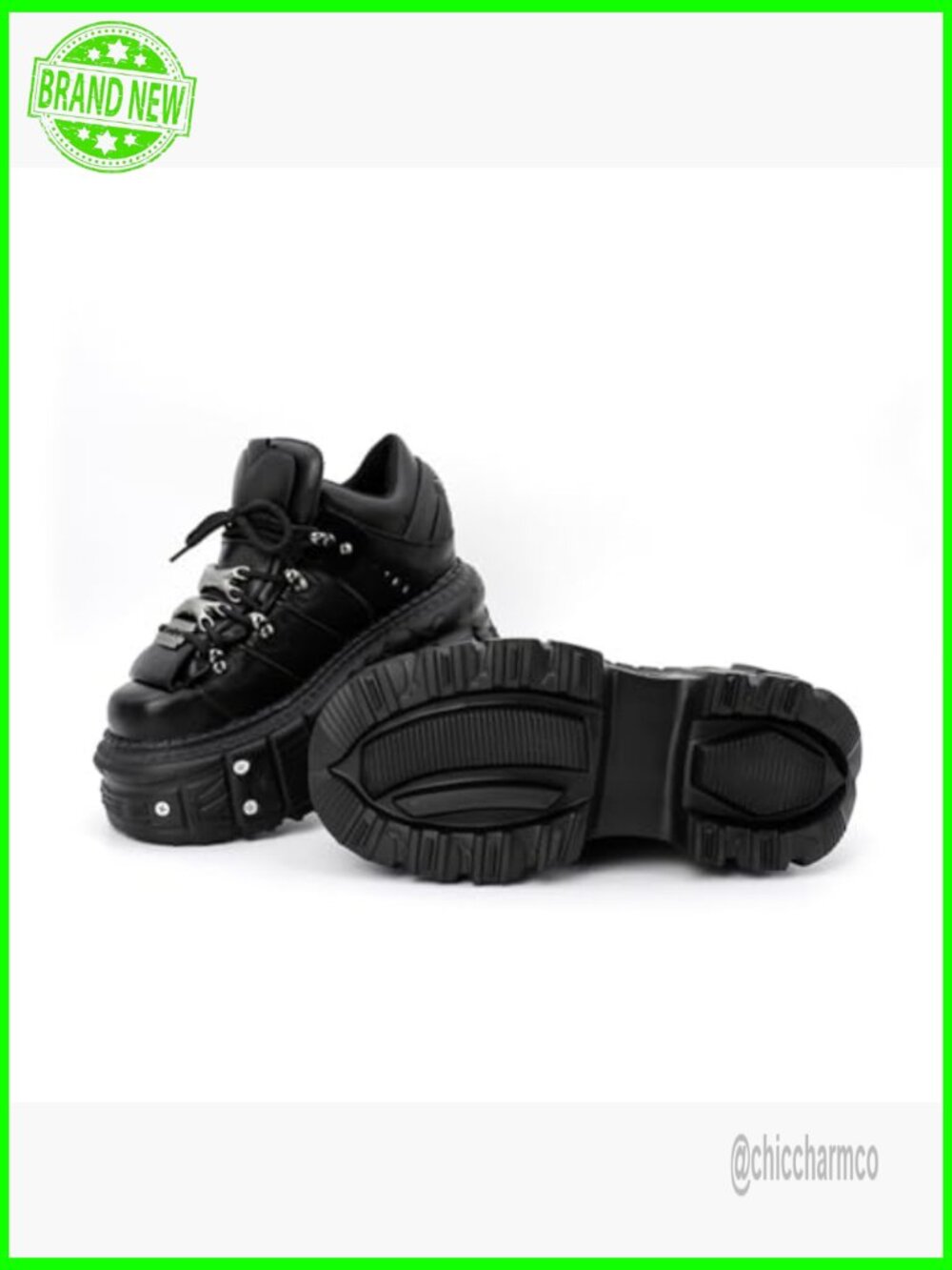 Women's Platform Biker Boots Square Toe Lace Up Motorcycle Combat Goth Booties - Picture 7 of 7
